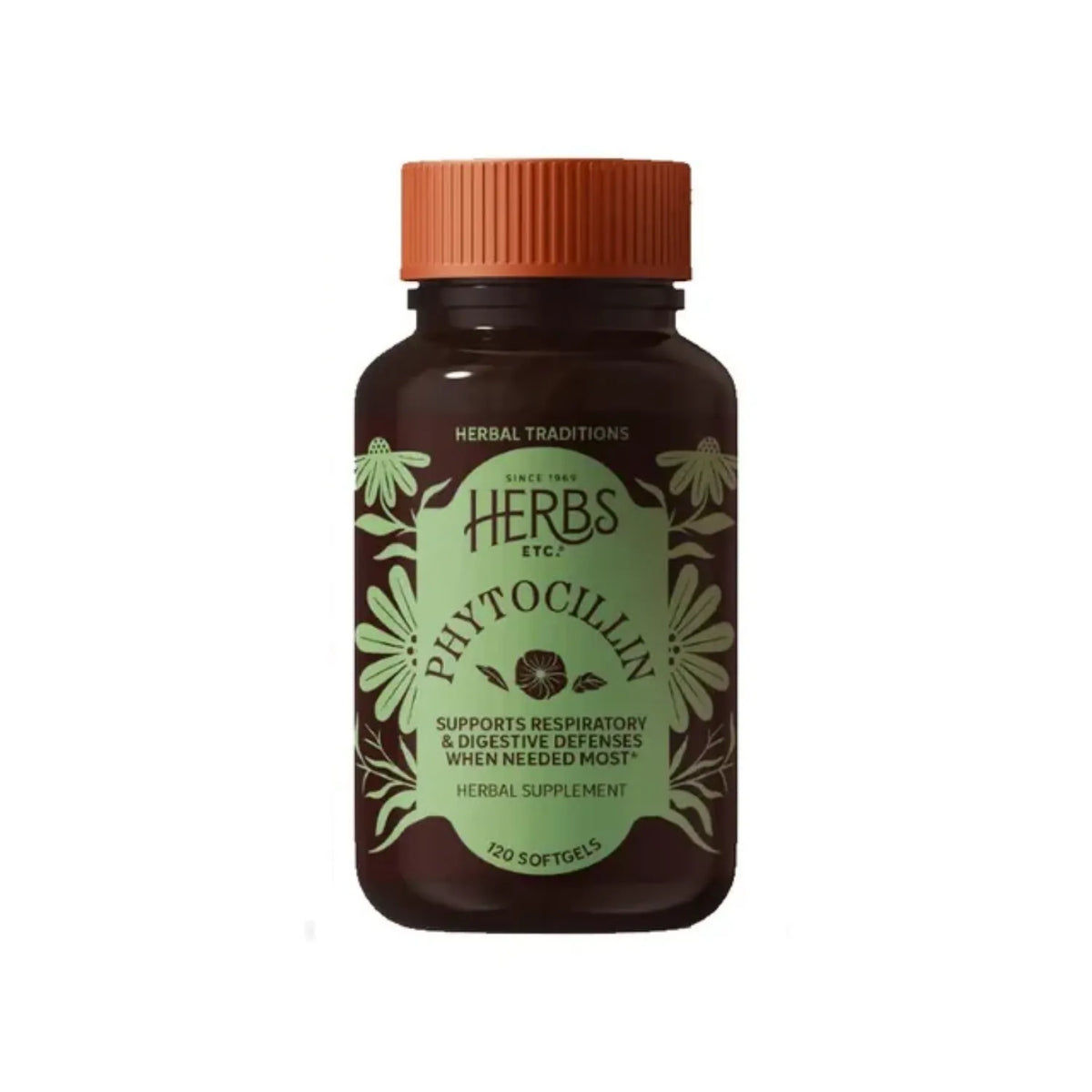 HERBS ETC. | Phytocillin con Equinácea, Usnea y Propóleo | 120 Cápsulas Blandas | Apoyo Respiratorio, Digestivo e Inmunológico
