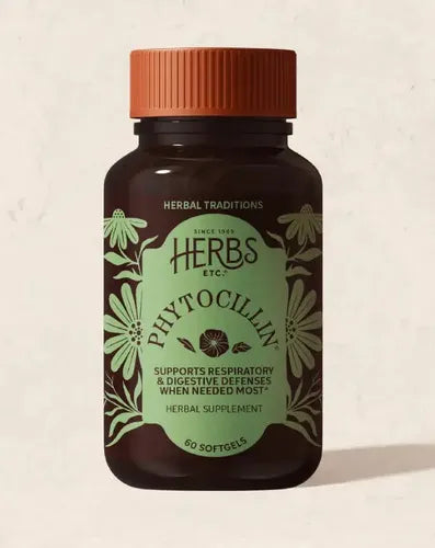 HERBS ETC. | Phytocillin con Equinácea, Usnea y Propóleo | 60 Cápsulas Blandas | Apoyo Respiratorio, Digestivo e Inmunológico