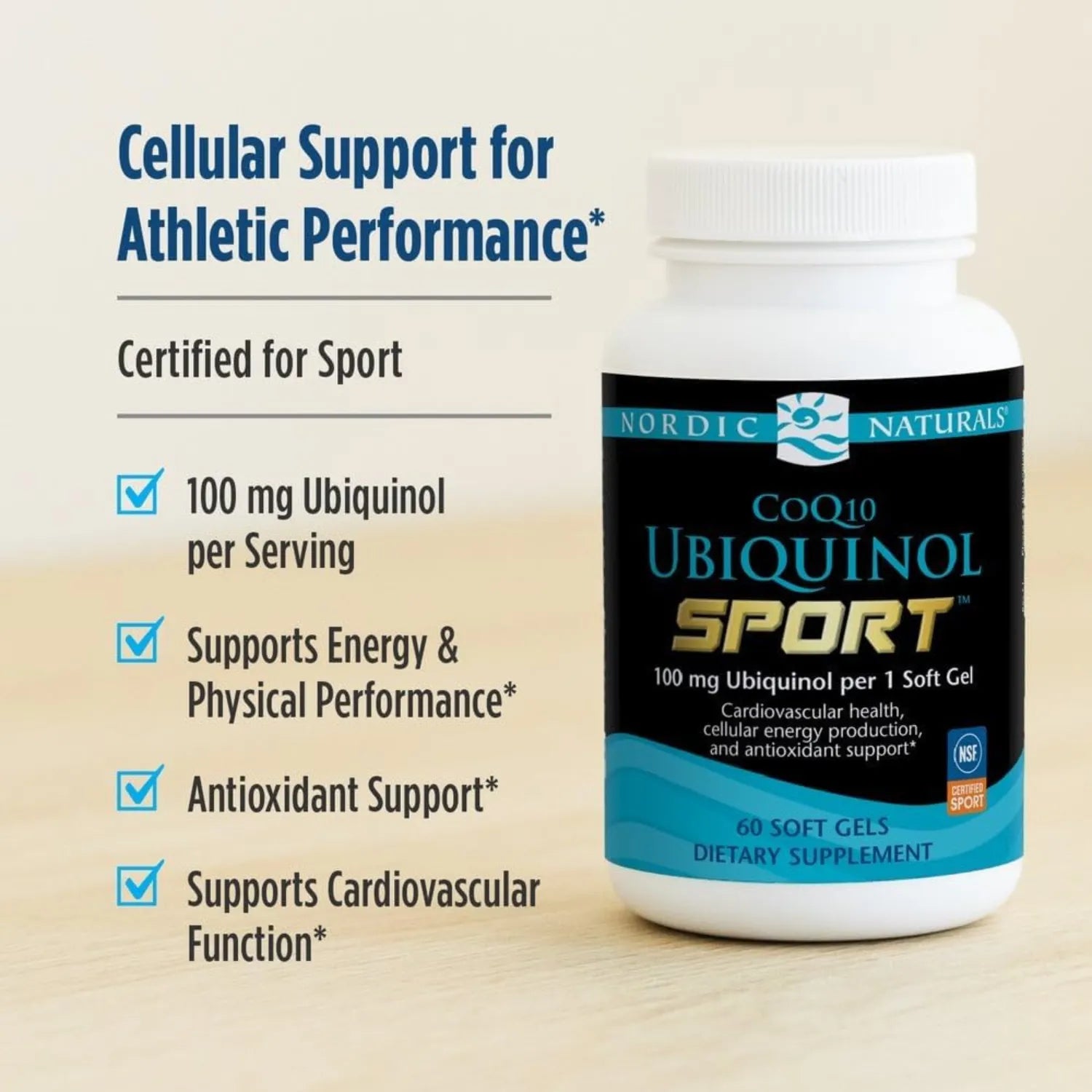 Nordic Naturals CoQ10 Ubiquinol Sport 100mg 60 Softgels Sfn
