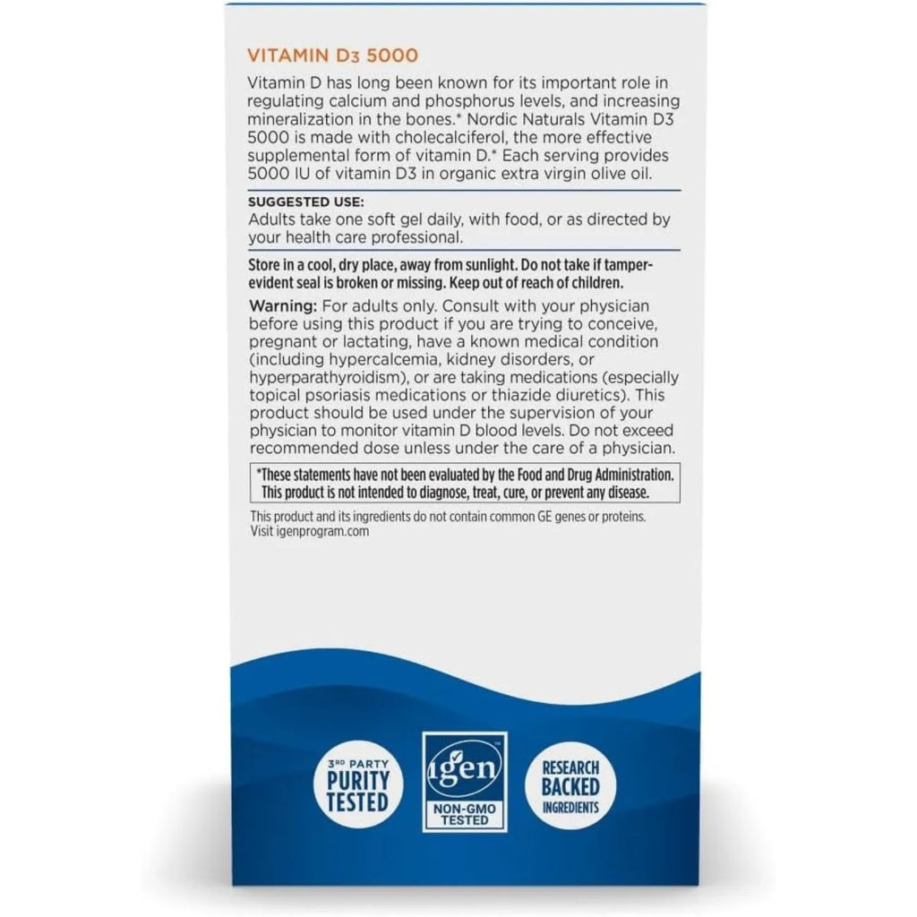 Nordic Naturals Vitamina D3 5000, naranja - 120 mini geles suaves