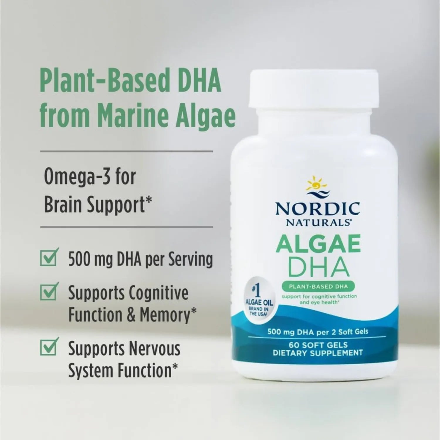 Nordic Naturals Algae Dha omega3 500mg 60Soft Sfn