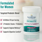 Nordic Naturals Nordic Flora Probiotic Women's Balance - 30 cápsulas - 12 cepas probióticas con 60 mil millones de cultivos - Apoyo intestinal