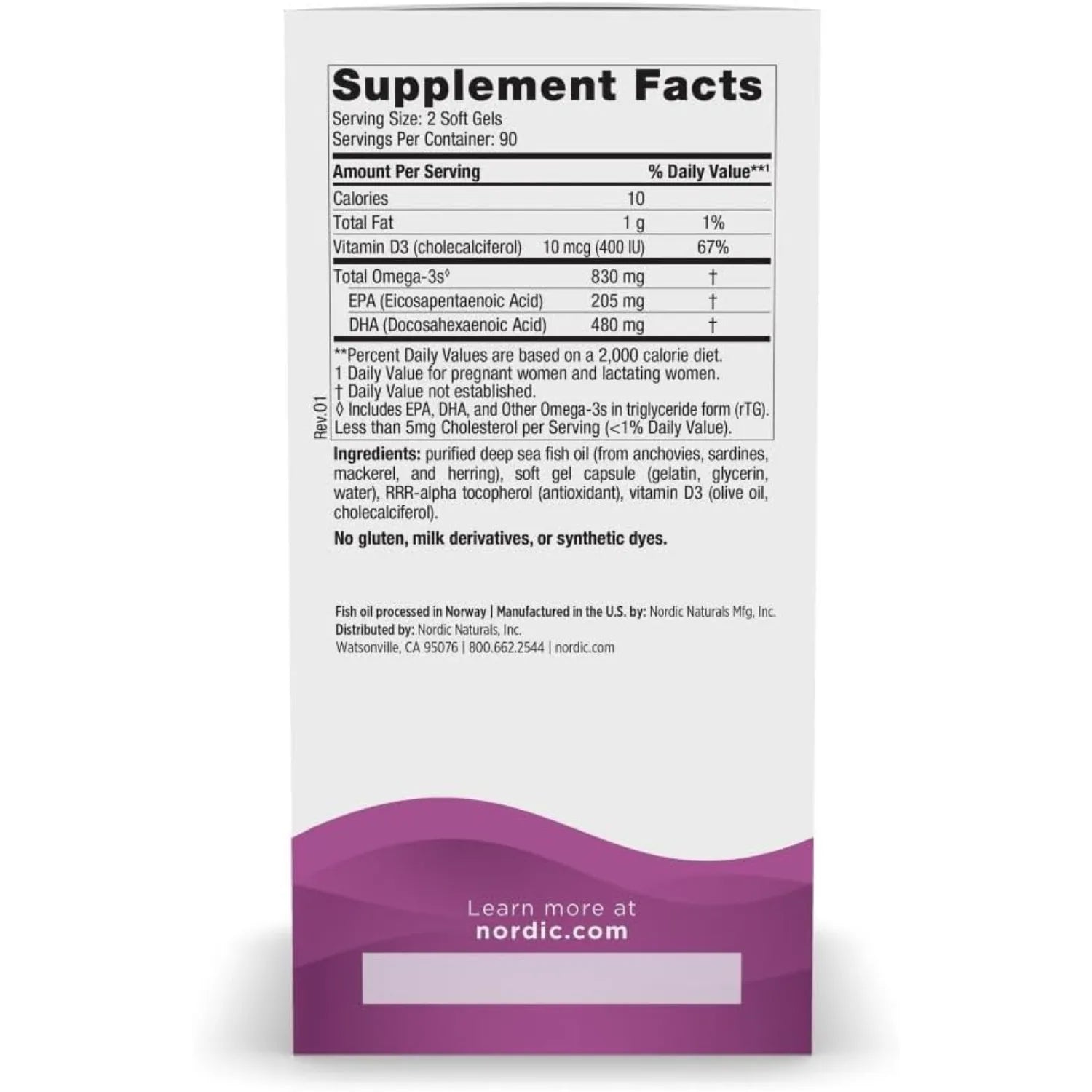 Nordic Natural Prenatal DHA 830mg 400IU 180 Soft Sfn