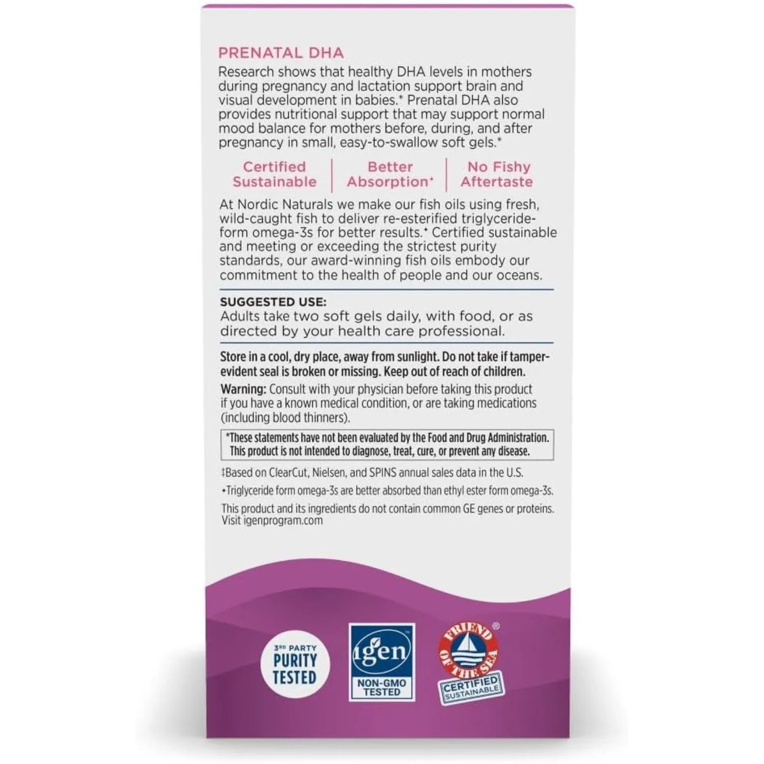 Nordic Natural Prenatal DHA 830mg 400IU 180 Soft Sfn