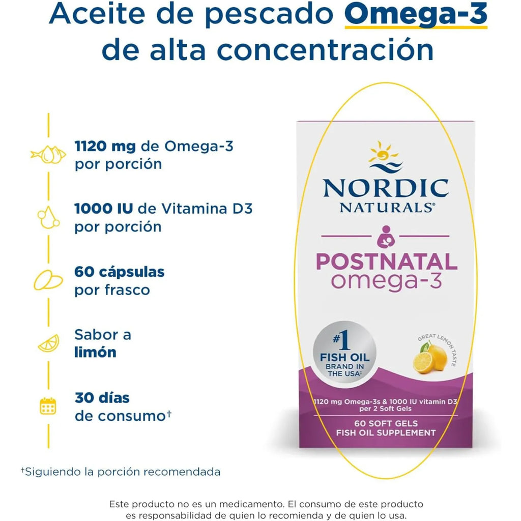 Nordic Naturals Postnatal Omega-3 650 mg 60 Softgels Sfn