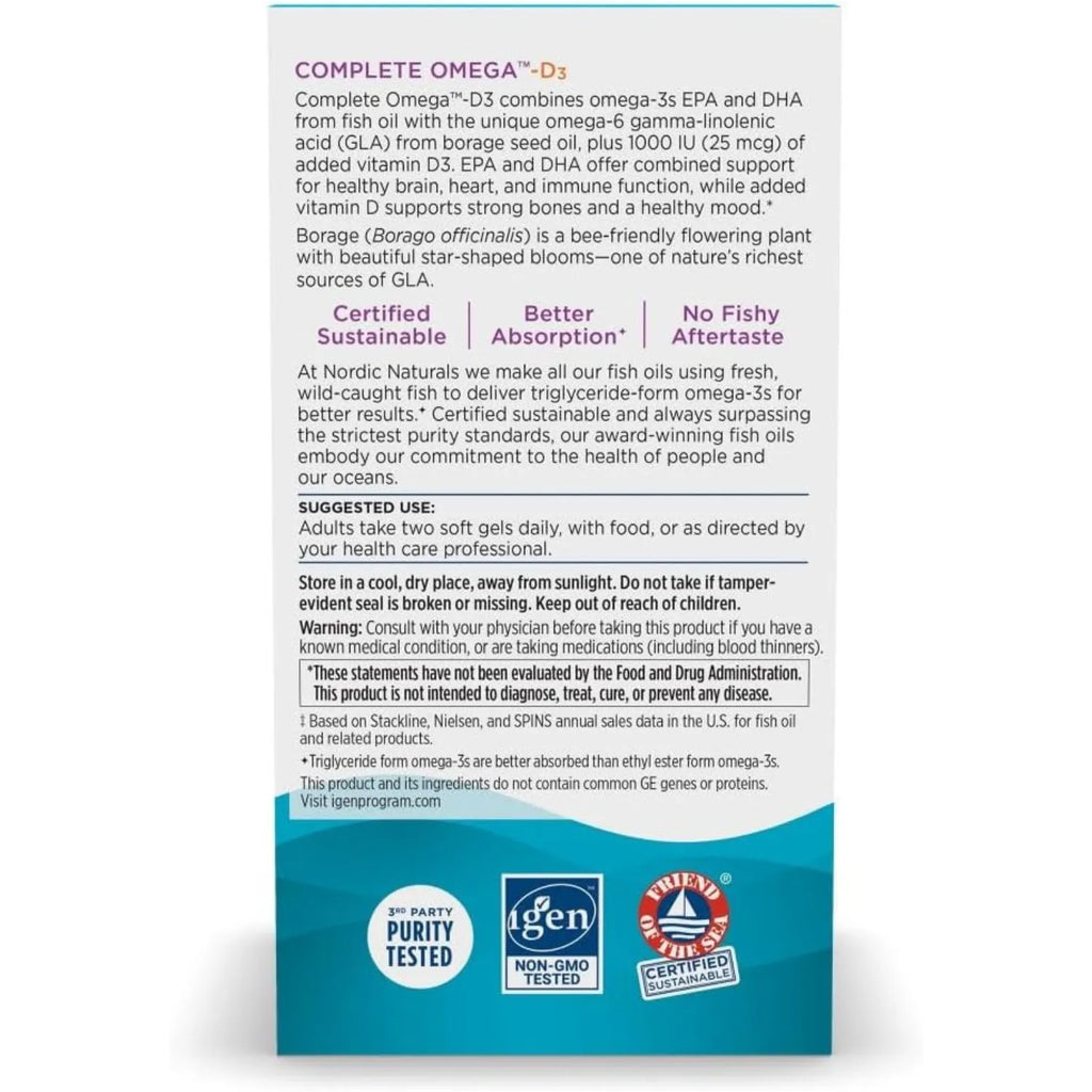 Nordic Naturals Omega-D3 completo 500MG 60 softgels Sfn