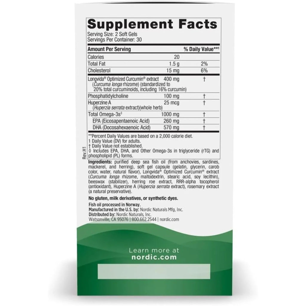 Nordic Naturals Omega Blend Memory 60 Softgels Sfn