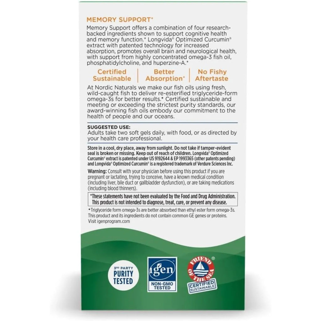 Nordic Naturals Omega Blend Memory 60 Softgels Sfn