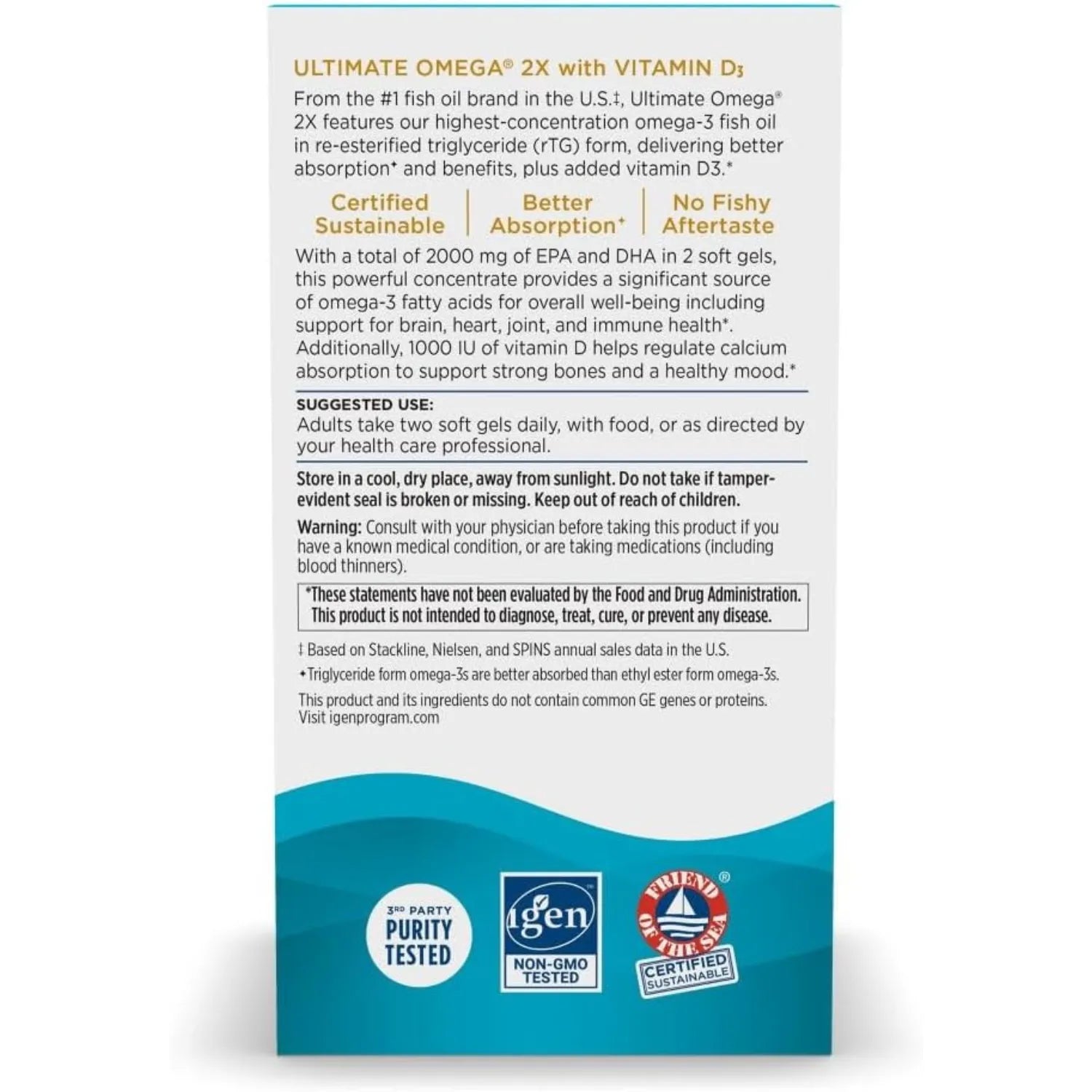 Nordic Naturals Ultimate Omega-D3 2X 1000IU 60 Soft Sfn
