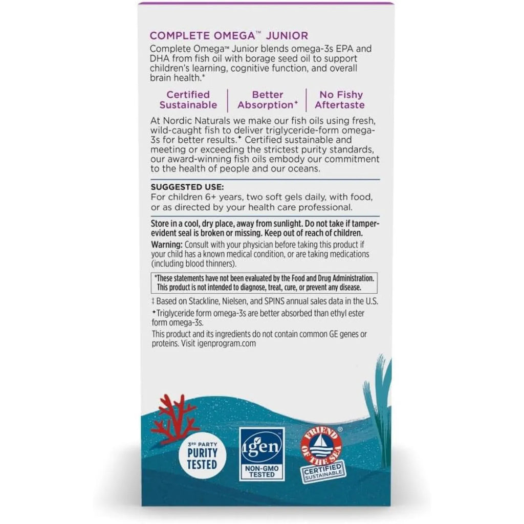Nordic Naturals – Complete Omega Junior, 180 count 500 mg Soft Gels
