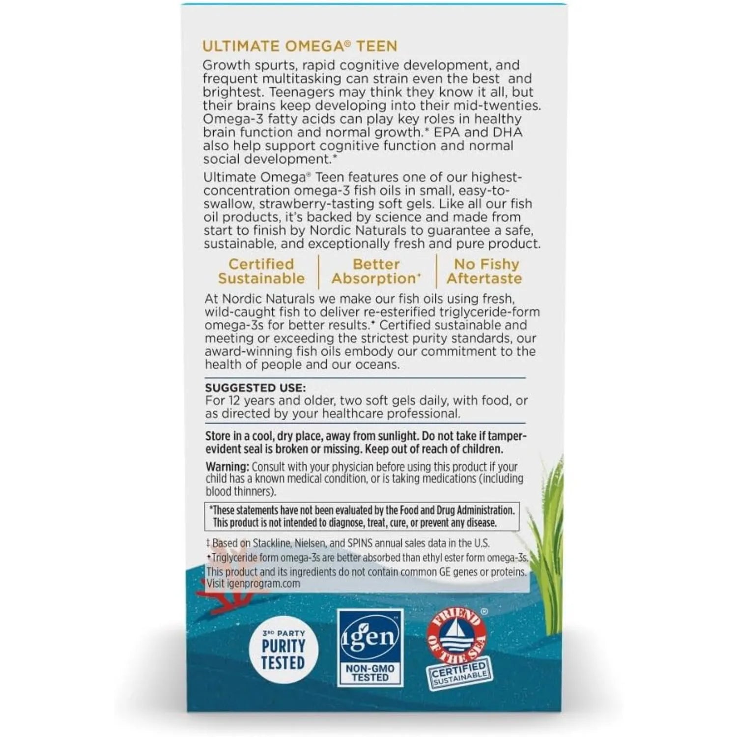 Nordic naturals teen ultimate omega 2X 60 mini softgels sfn