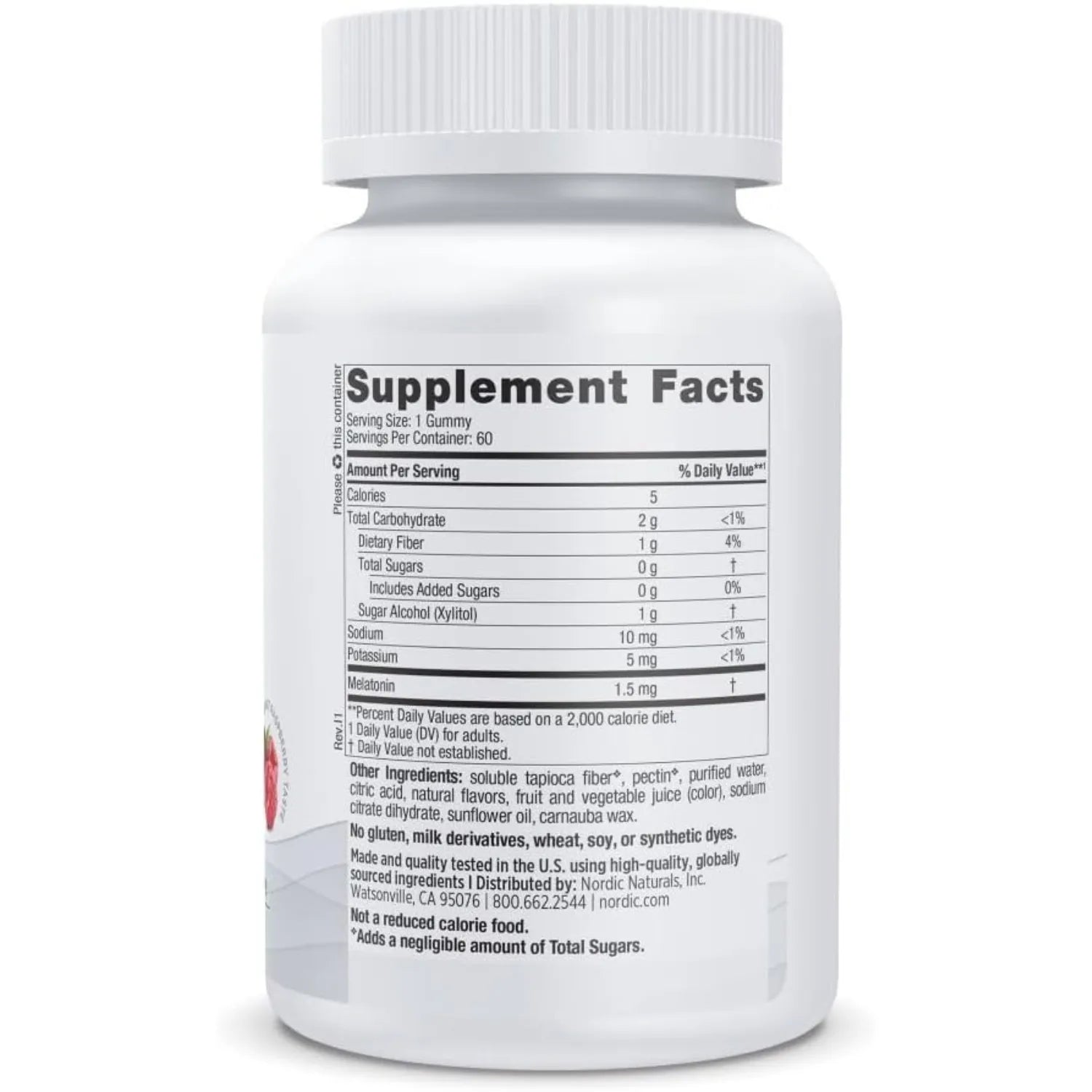 Nordic Naturals Gomitas de melatonina sin azúcar, frambuesa, 60 gomitas de 1.5 mg de melatonina