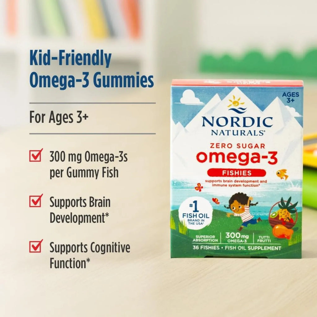 Nordic Naturals Nordic Omega-3 Fishies, Tutti Frutti - 36 piezas - 300 mg de Omega-3 totales con EPA y DHA