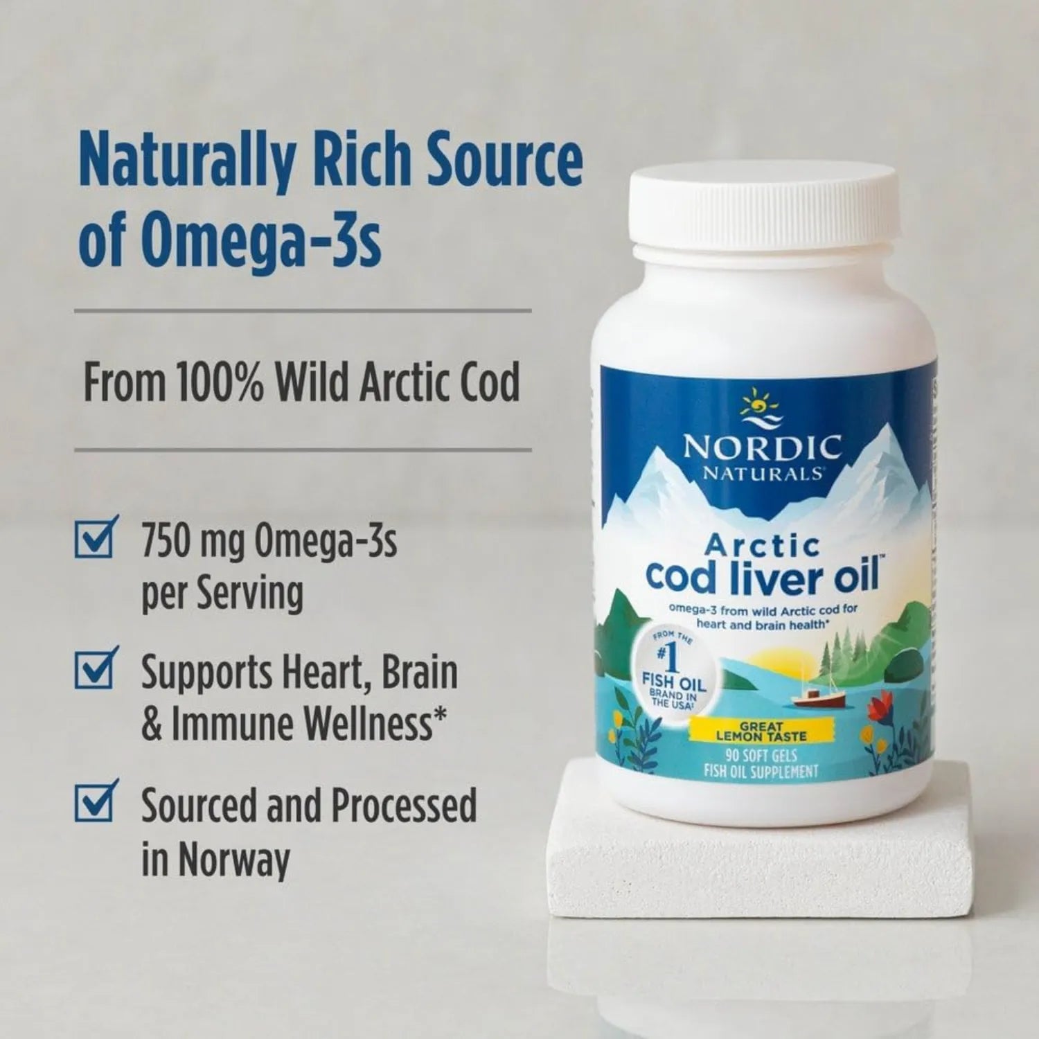Nordic Naturals Artic Cod Liver Oil Omega-3 180 Soft Sfn