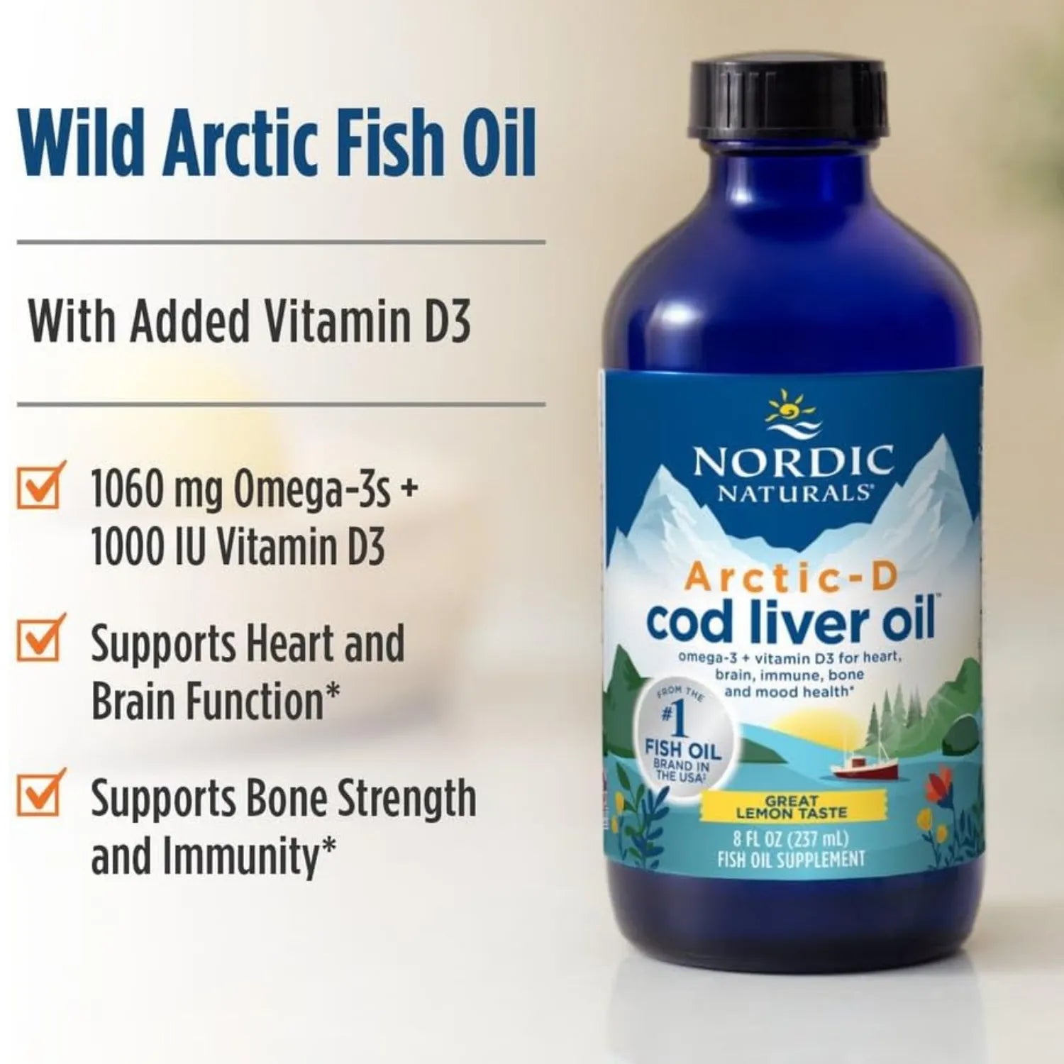 Nordic Naturals, Arctic-D Cod Liver Oil Limón, 237 ml Sfn