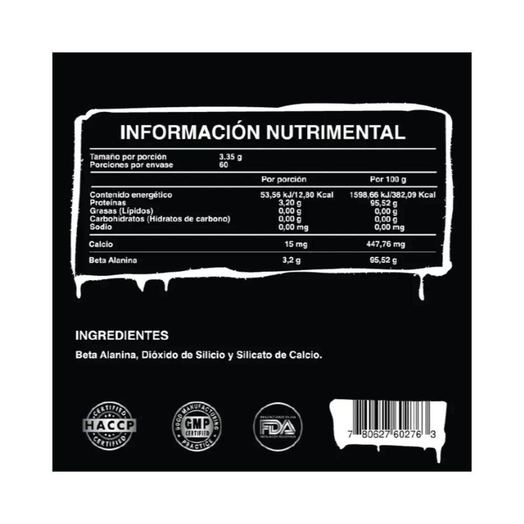 Ultra Pure Supps Beta-alanina, 60 Serv 300g Sfn