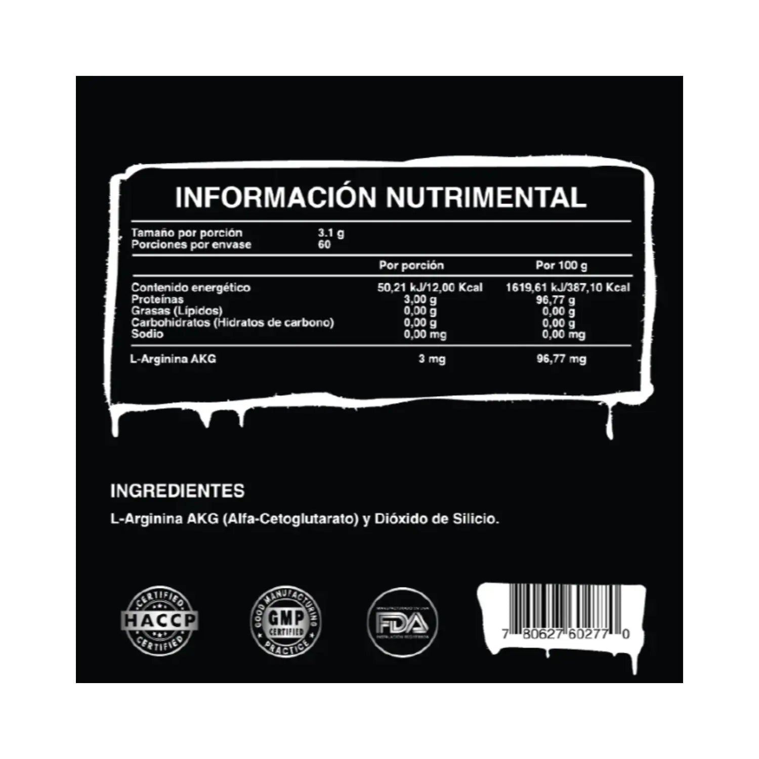 Ultra Pure Supps L-arginina, 60 Serv Sfn