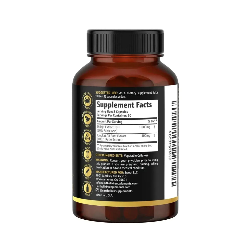 Earth Elixir Shilajit Y Tongkat Ali 400 mg 180 caps sfn