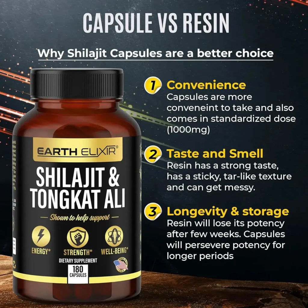 Earth Elixir Shilajit Y Tongkat Ali 400 mg 180 caps sfn