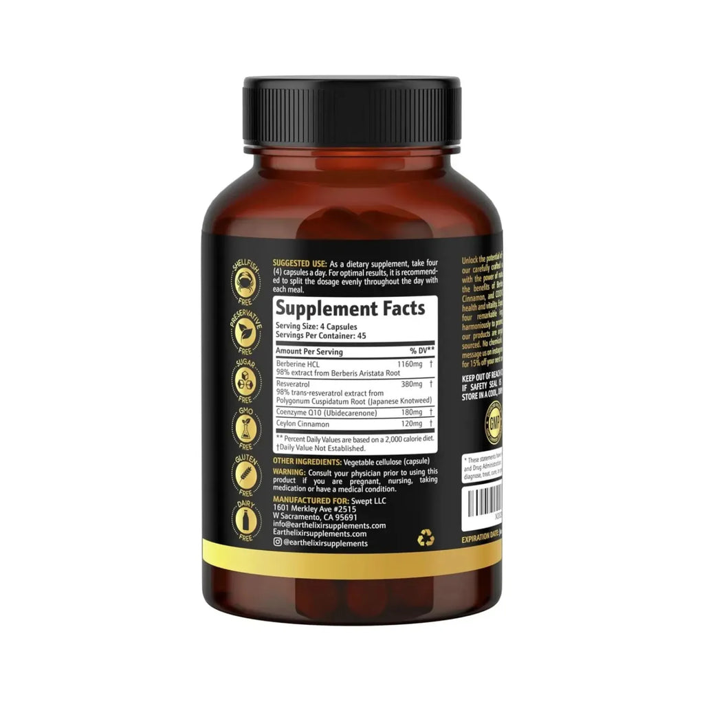 Earth Elixir Berberina COq10 resveratrol 180 caps sfn