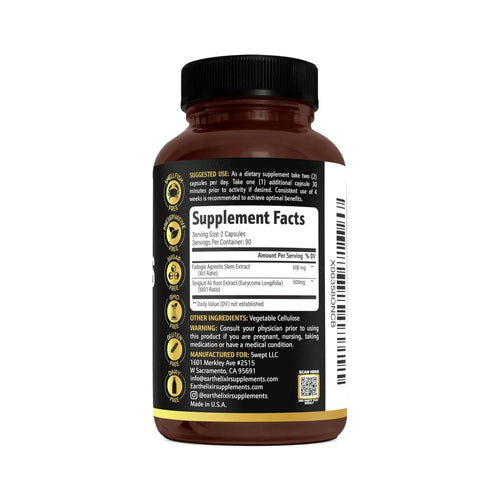 Earth Elixir Fadogia agrestis y Tongkat Ali 180 caps sfn