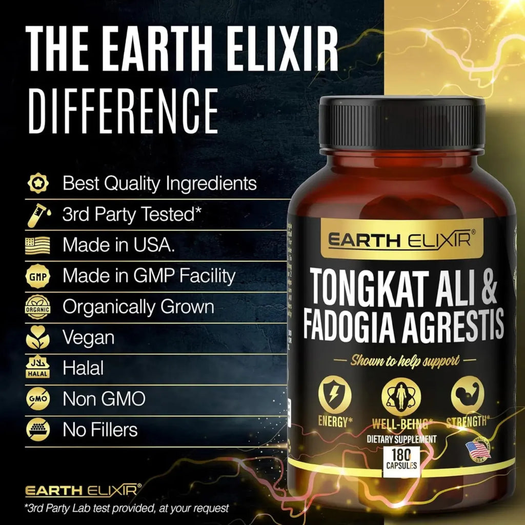 Earth Elixir Fadogia agrestis y Tongkat Ali 180 caps sfn