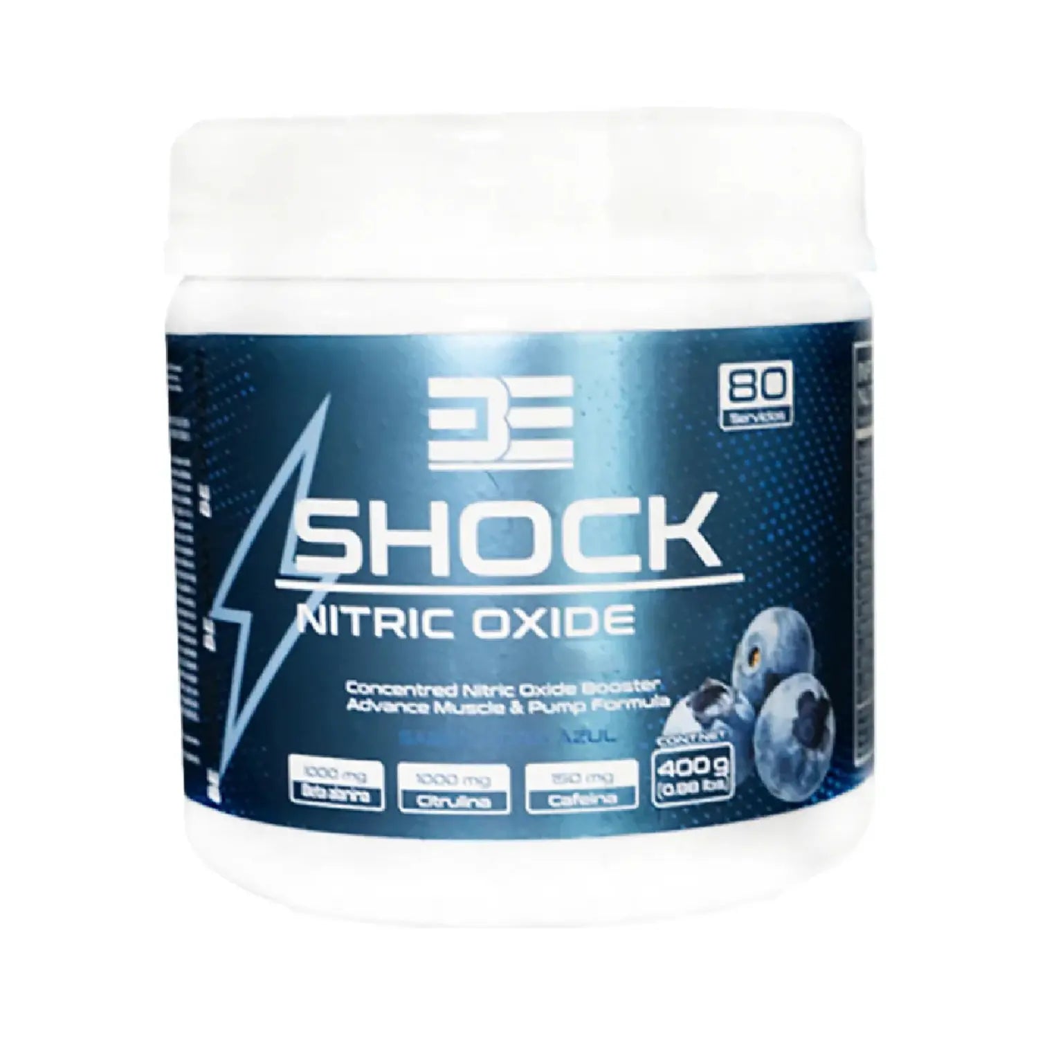 BE Shock Oxido Nitrico Beta Alina, Citrulina Y Cafeina 400 G 80 Serv Sfn Sabor Mora