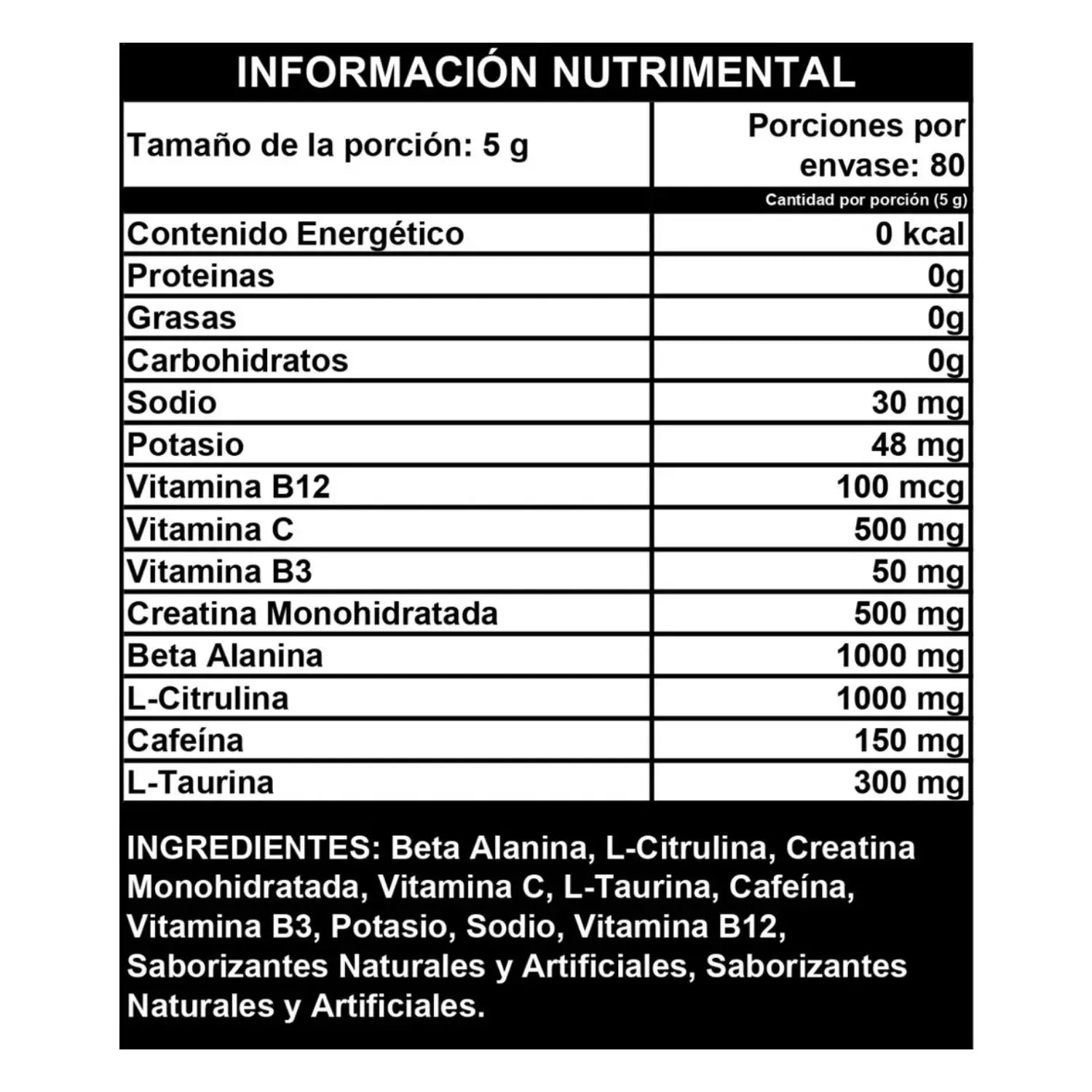 BE Shock Oxido Nitrico Beta Alina, Citrulina Y Cafeina 400 G 80 Serv Sfn Sabor MANGO