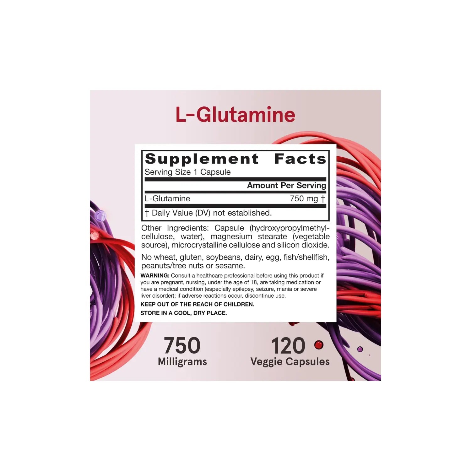 Jarrow Formulas L-glutamina 750mg 120 cápsulas vegetales sfn