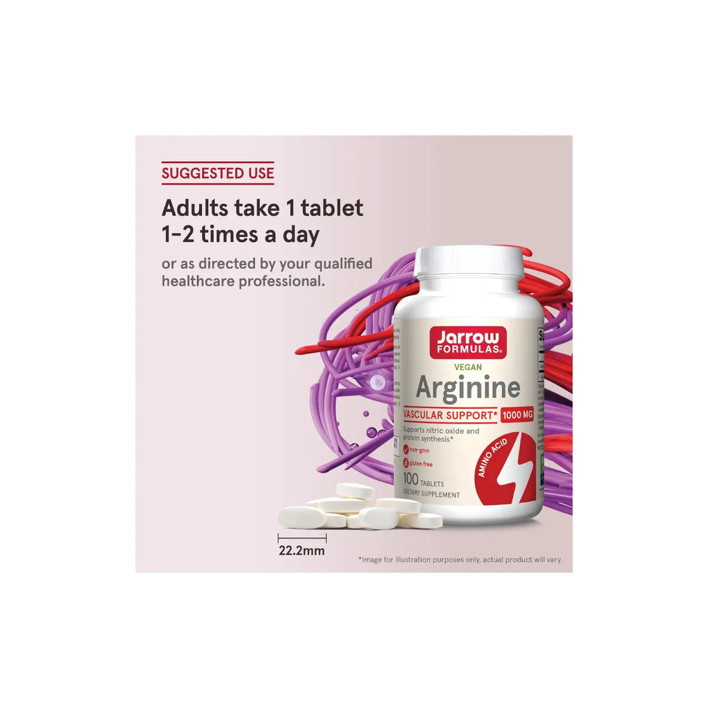 Jarrow Formulas, Arginina vegana, 1000 mg 100 tabletas sfn