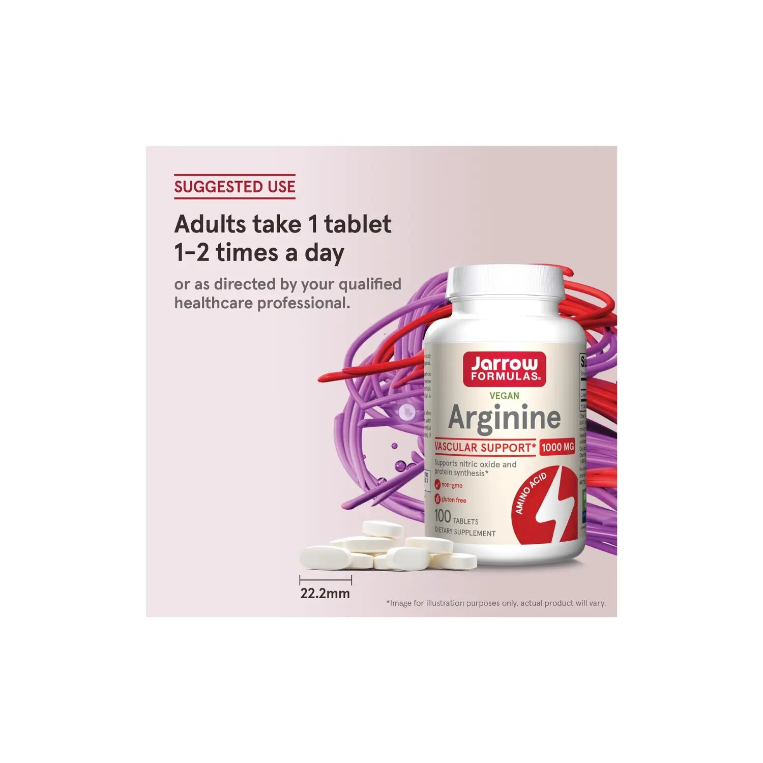 Jarrow Formulas, Arginina vegana, 1000 mg 100 tabletas sfn