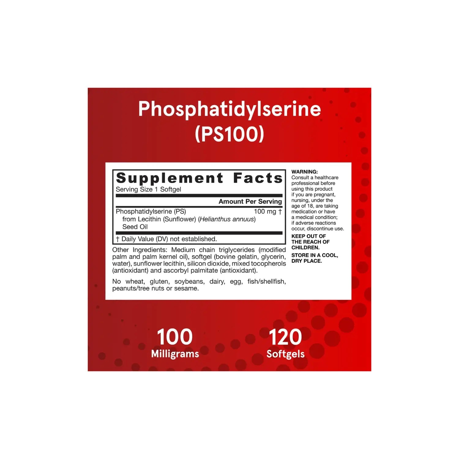Jarrow formulas fosfatidilserina PS100 100mg 60 softgels sfn