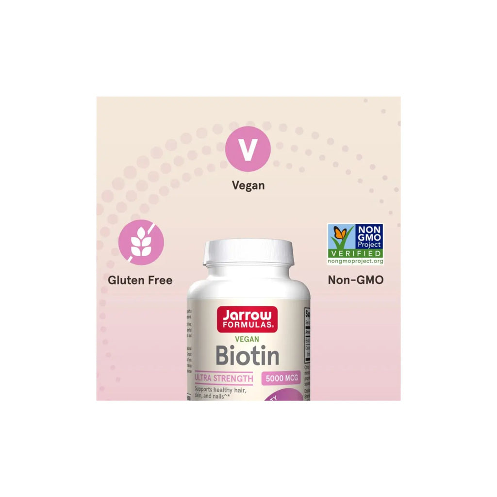 Jarrow Formulas Biotina 5000 mcg, 100 cápsulas vegetales sfn