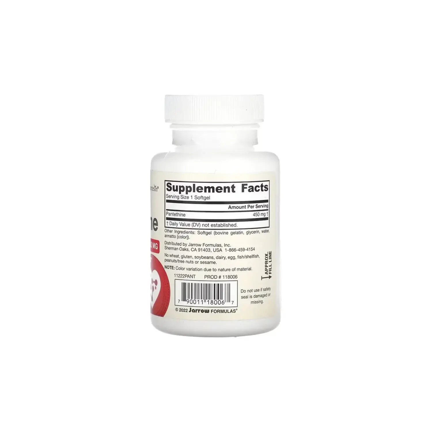 Jarrow Formulas Pantetina 450 mg 60 cápsulas blandas sfn