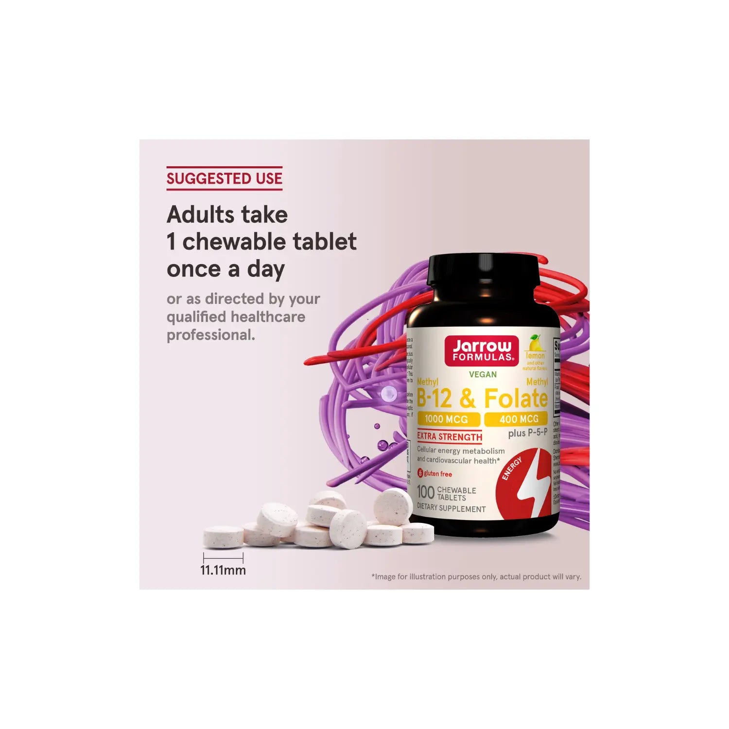 Jarrow Formulas, Metil B12 y metilfolato 100 comprimidos sfn
