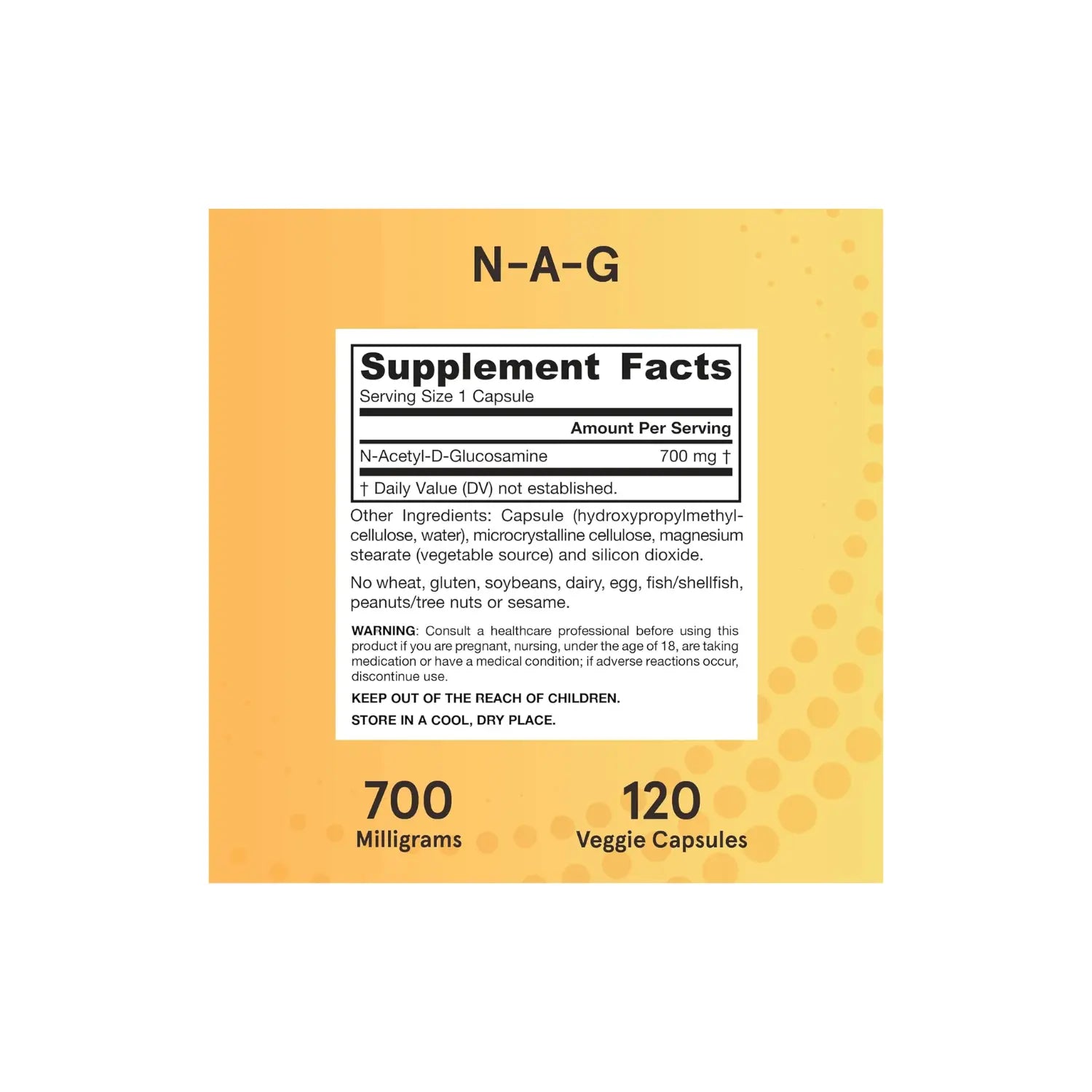 Jarrow Formulas NAG 700 mg 120 capsulas vegetales sfn