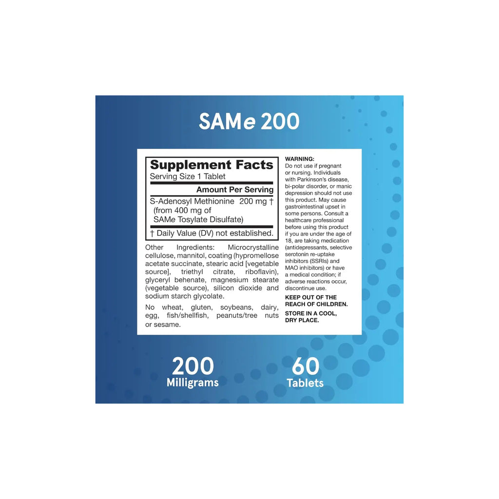 Jarrow Formulas, SAMe 200, 200 mg, 60 comprimidos sfn