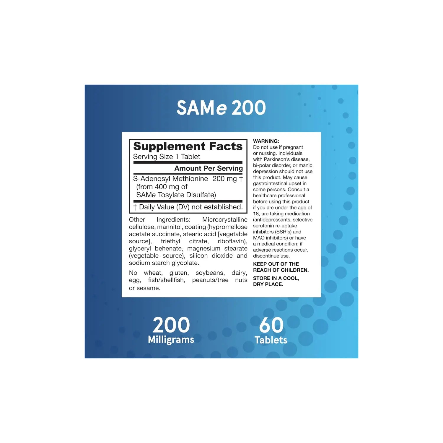 Jarrow Formulas, SAMe 200, 200 mg, 60 comprimidos sfn