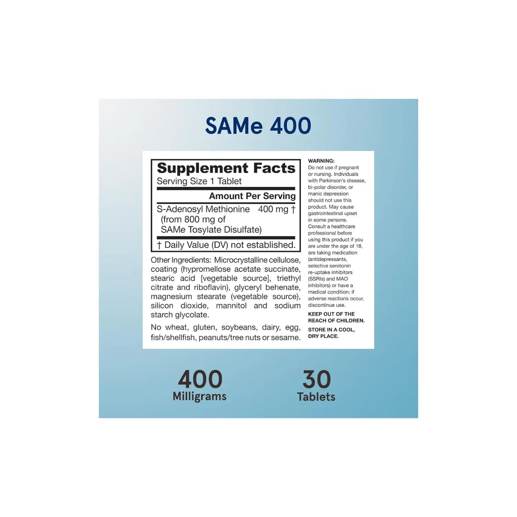 Jarrow Formulas SAMe tosilato de disulfato 400mg 30 tabs sfn