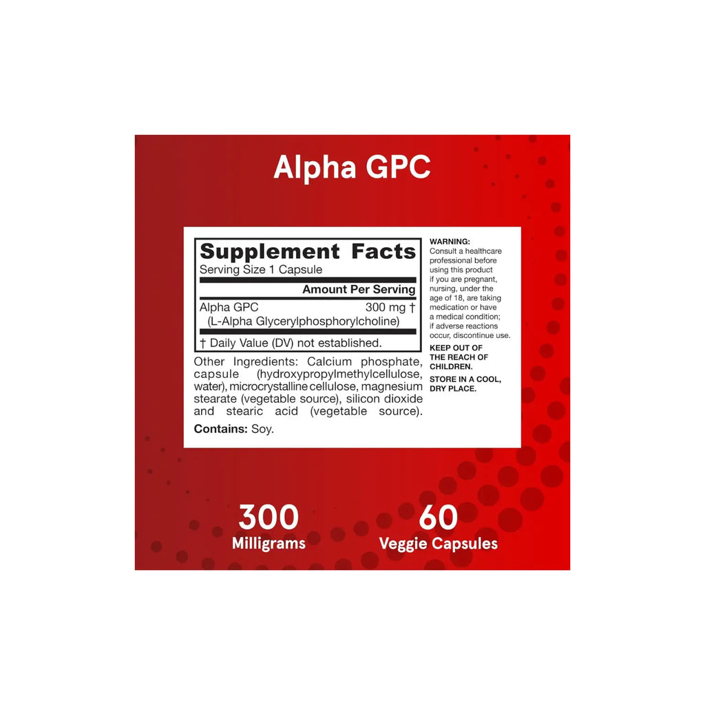 Jarrow Formulas Alpha GPC, 300 mg, 60 cápsulas vegetales Sfn