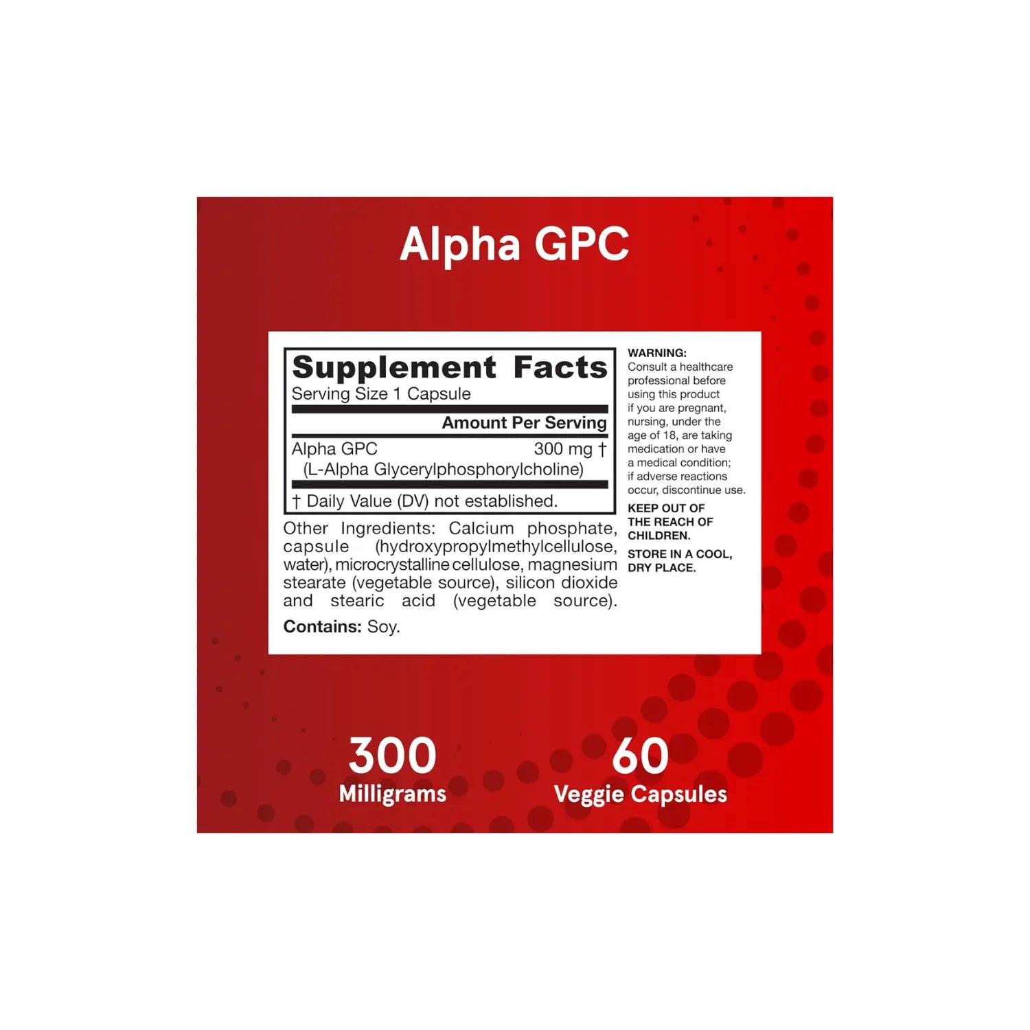 Jarrow Formulas Alpha GPC, 300 mg, 60 cápsulas vegetales Sfn