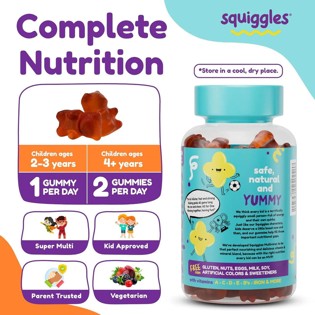 Squiggle Kid's Multi + Iron 100 gummies