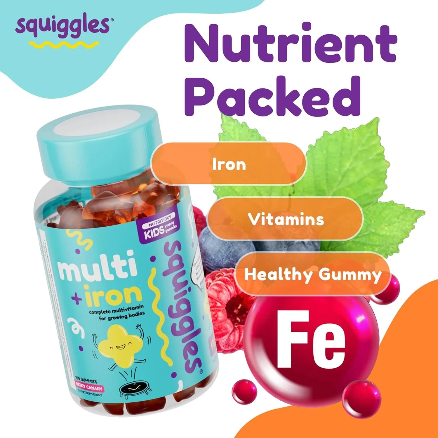 Squiggle Kid's Multi + Iron 100 gummies
