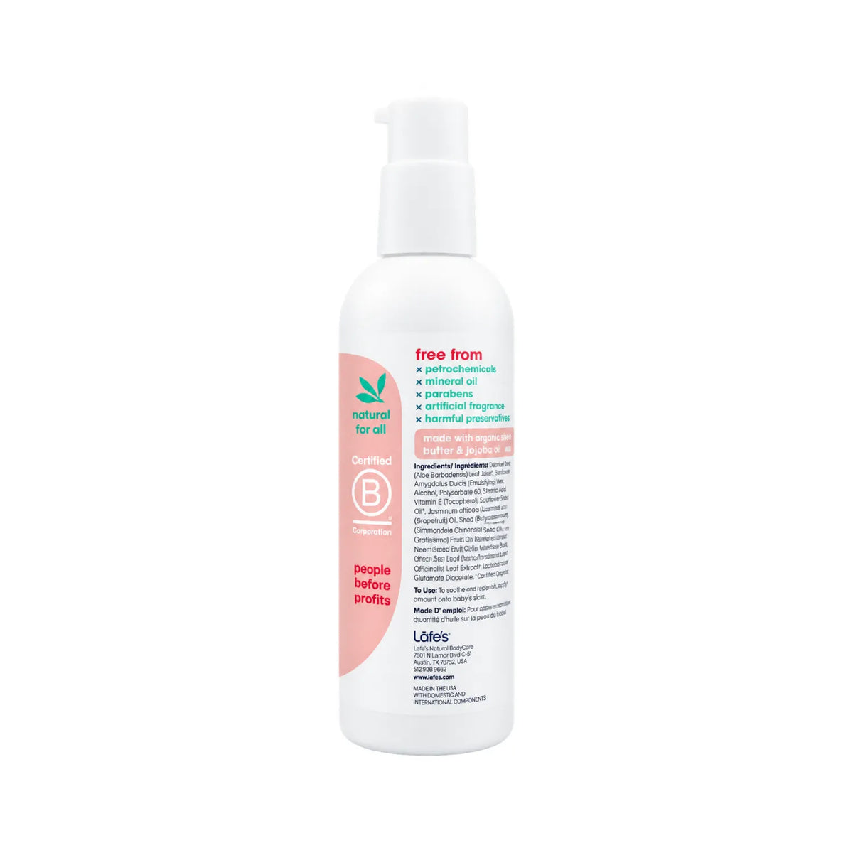 LAFE'S Loción Orgánica Nutritiva para Bebé Jazmín + Toronja 8 fl oz / 236 ml | Hidratación natural para piel delicada | Con aloe vera y aceites vegetales orgánicos | Sin fragancias sintéticas ni químicos agresivos | Loción corporal para bebé