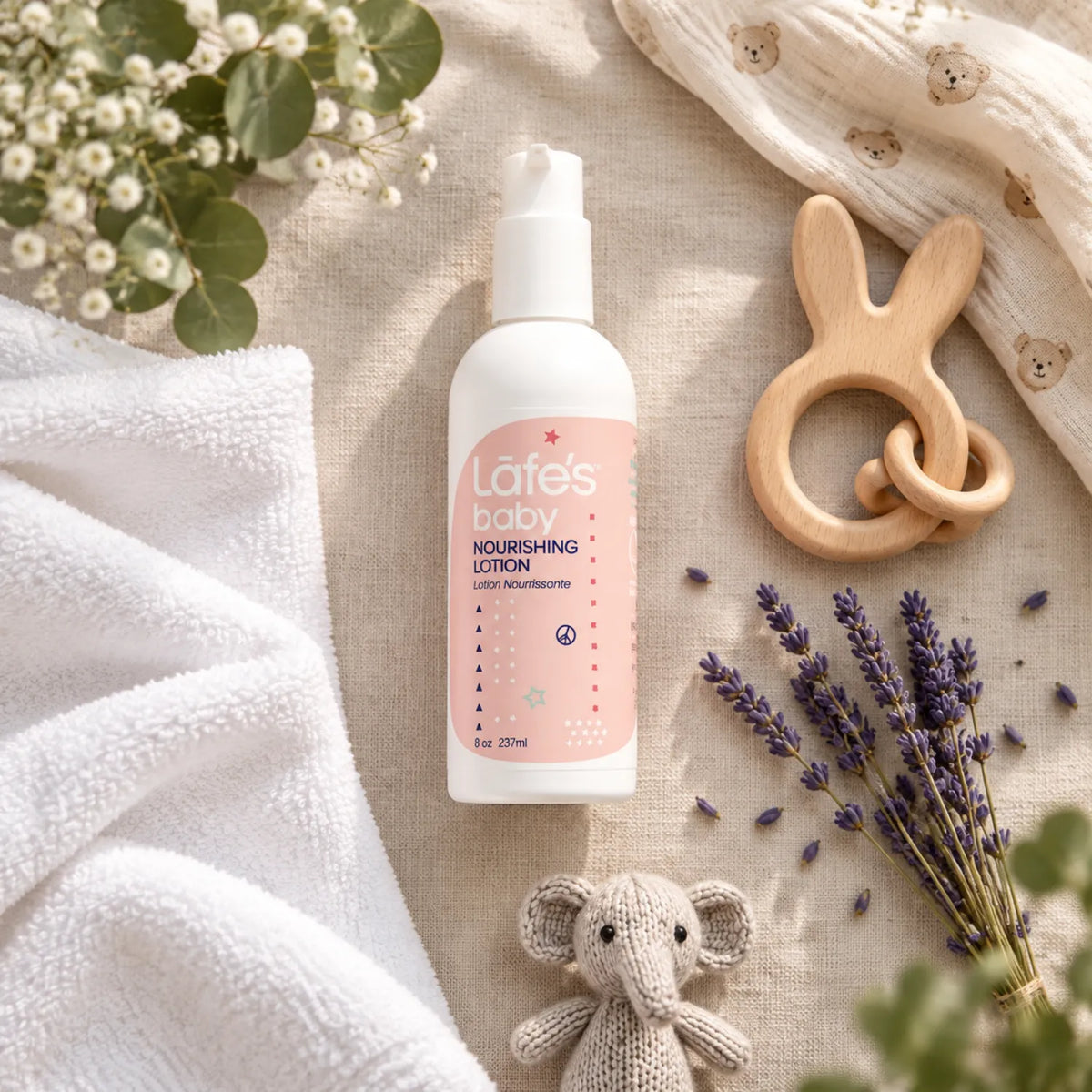 LAFE'S Loción Orgánica Nutritiva para Bebé Jazmín + Toronja 8 fl oz / 236 ml | Hidratación natural para piel delicada | Con aloe vera y aceites vegetales orgánicos | Sin fragancias sintéticas ni químicos agresivos | Loción corporal para bebé