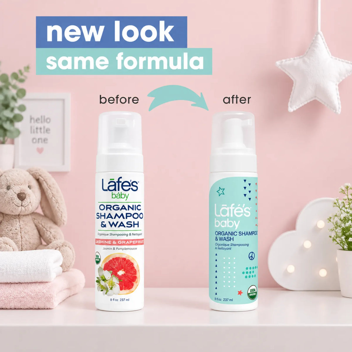 LAFE'S Shampoo Orgánico para Bebé 8 fl oz / 237 ml | Limpieza suave para cabello y cuero cabelludo delicado | Con aloe vera y extractos botánicos | Sin sulfatos ni químicos agresivos | Shampoo natural para bebé