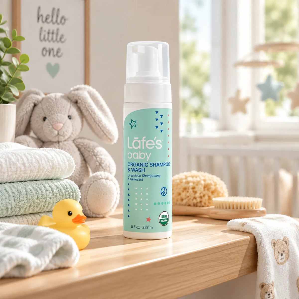 LAFE'S Shampoo Orgánico para Bebé 8 fl oz / 237 ml | Limpieza suave para cabello y cuero cabelludo delicado | Con aloe vera y extractos botánicos | Sin sulfatos ni químicos agresivos | Shampoo natural para bebé