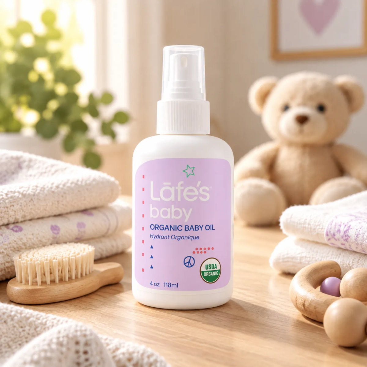 LAFE'S Aceite Orgánico Hidratante para Bebé Jazmín + Toronja 4 fl oz / 118 ml | Hidratación natural para piel delicada | Con aceites vegetales orgánicos | Sin fragancias sintéticas ni químicos agresivos | Aceite corporal para bebé