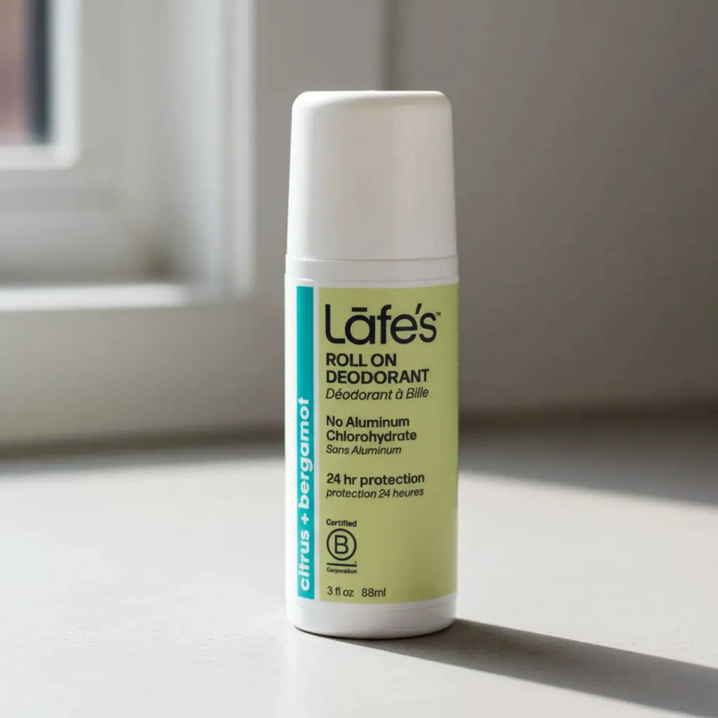 LAFE'S Desodorante Natural Roll-On Cítricos + Bergamota 3 oz | Protección contra el mal olor | Sin aluminio clorhidrato | Ingredientes naturales y orgánicos | Desodorante natural