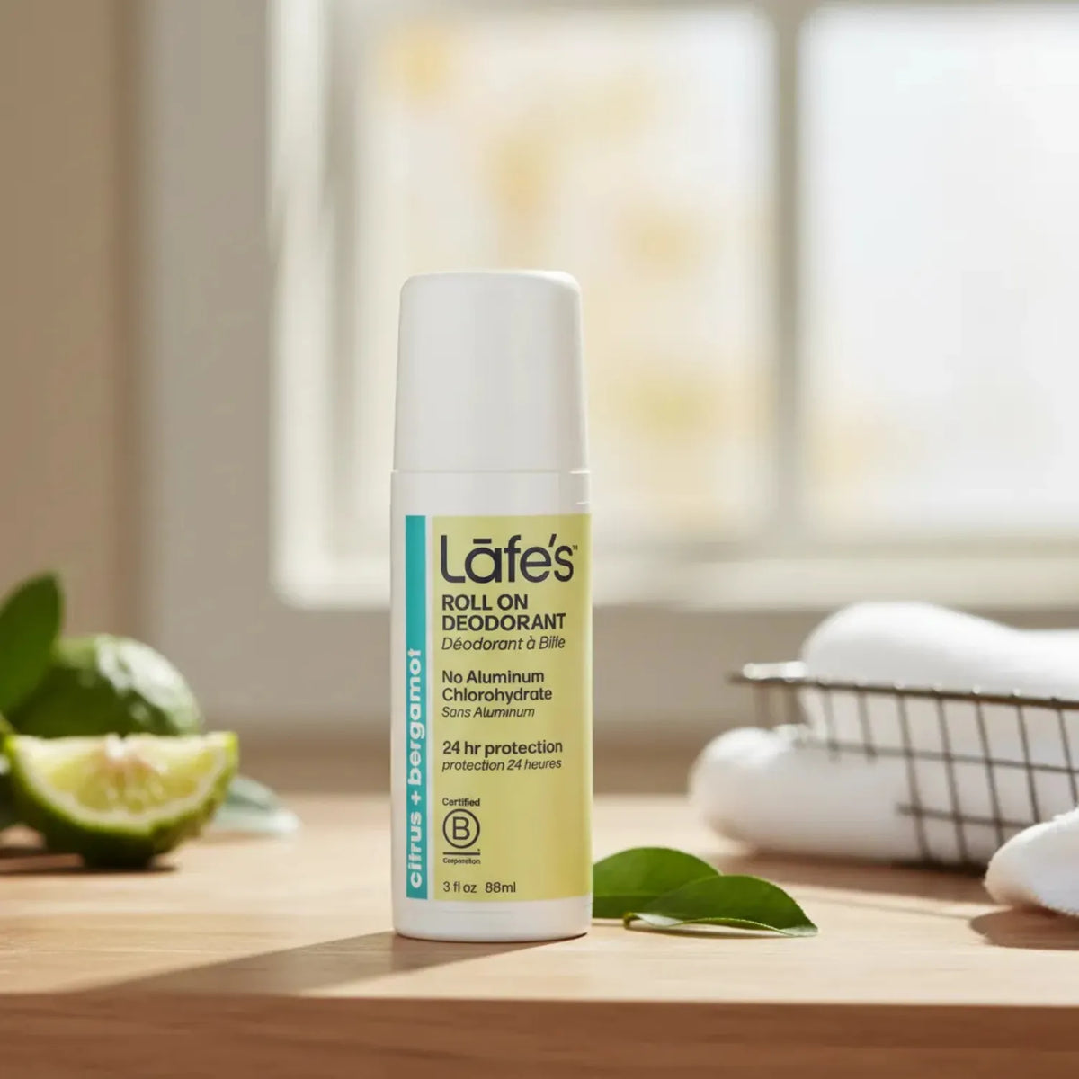 LAFE'S Desodorante Natural Roll-On Cítricos + Bergamota 3 oz | Protección contra el mal olor | Sin aluminio clorhidrato | Ingredientes naturales y orgánicos | Desodorante natural